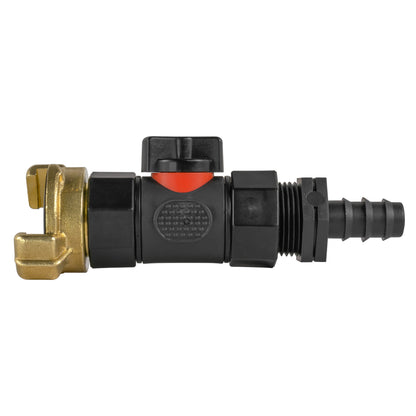 16mm gerades Ventil mit Inline BSPP-Gewinde, schwarzer Körper, Messing Anschluss, rot markiert
