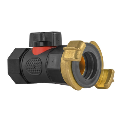 In-Line BSPF Ventil, Messingfitting mit schwarzer Kupplung und rotem Einsatz