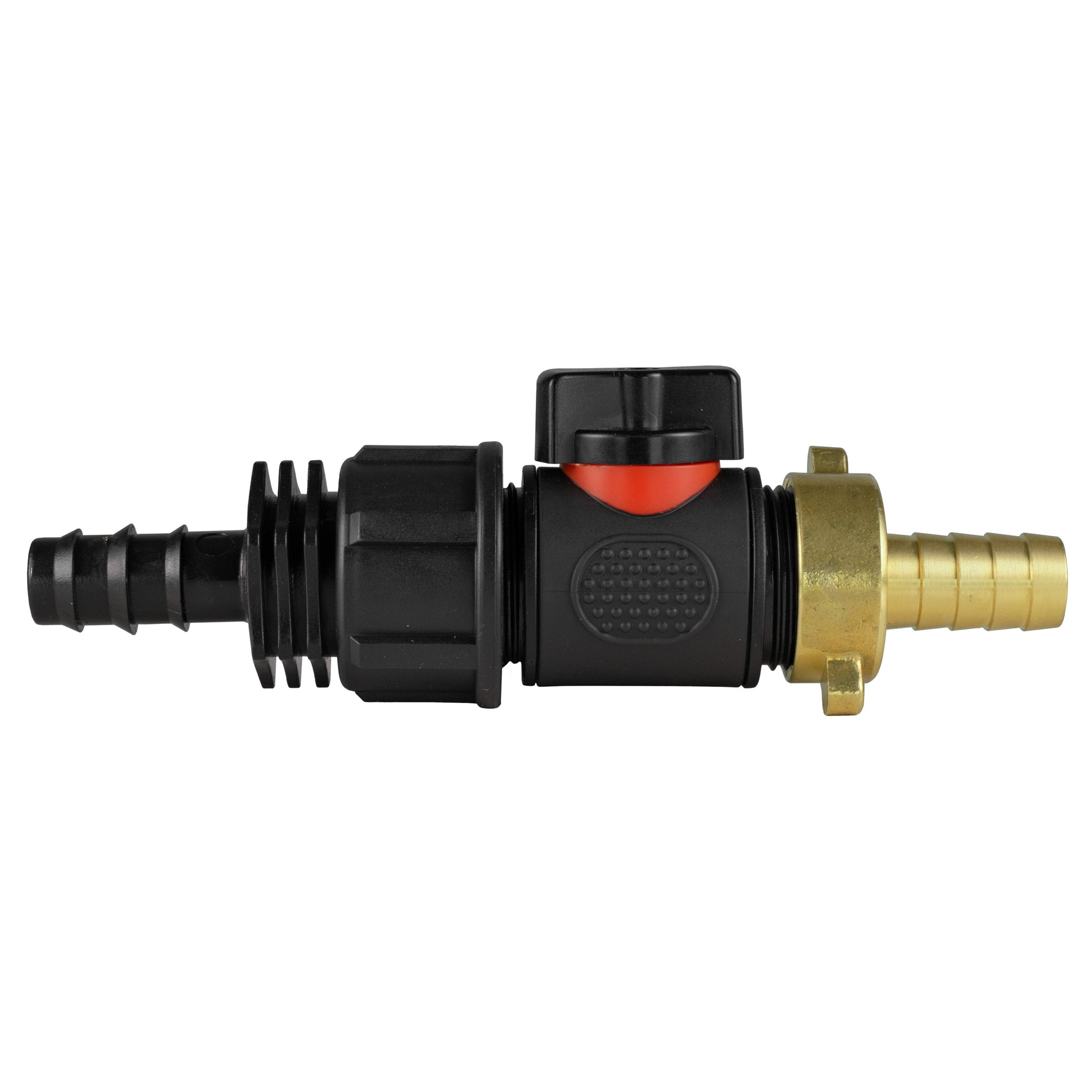 16mm barbed straight inline BSPM valve with 13mm brass barb fitting