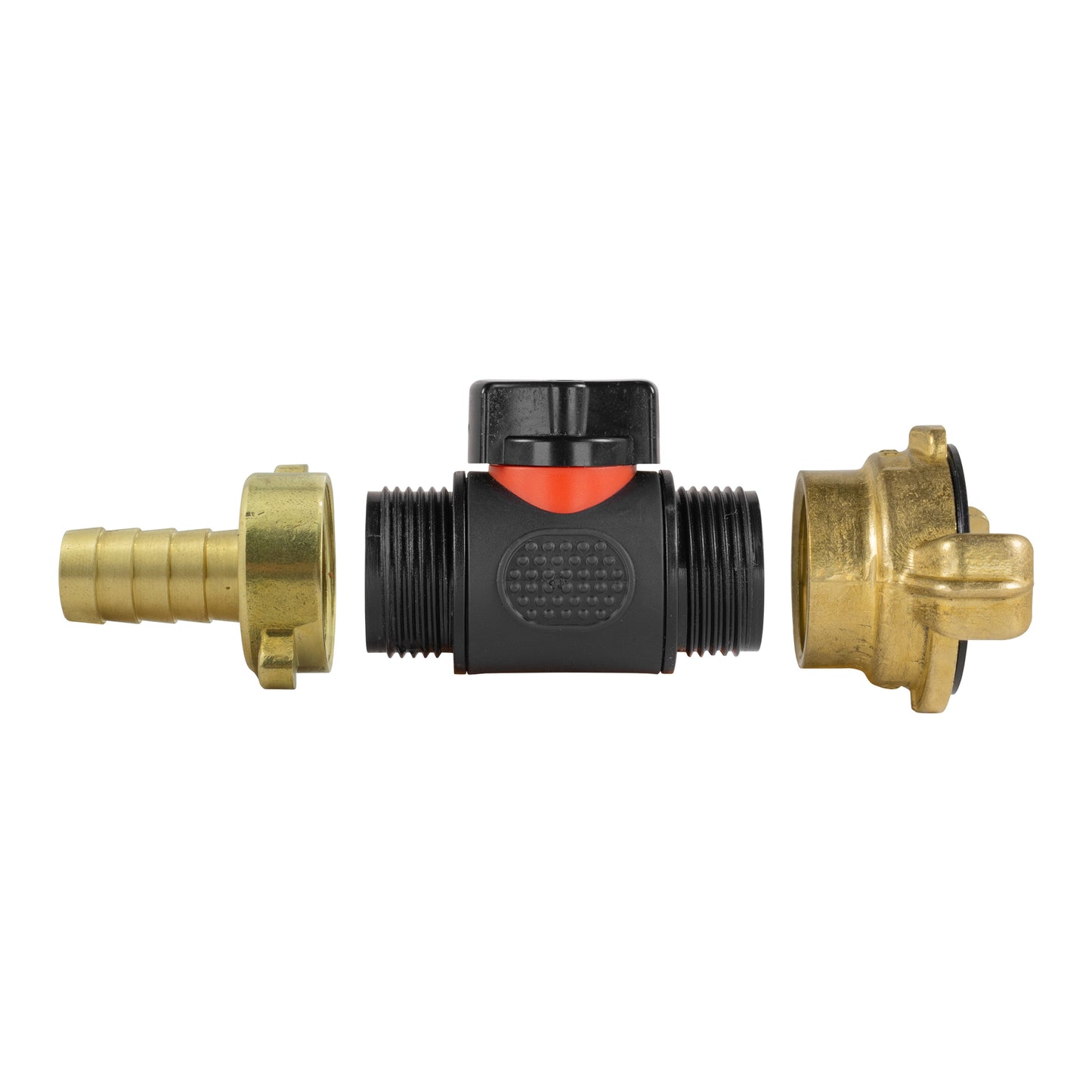 13mm Messing-Barb mit Inline-BSPM-Ventil, zentrales Ventilgehäuse mit schwarzem Hebel