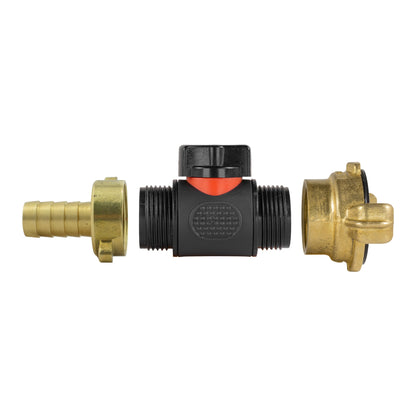 13mm Messing-Barb mit Inline-BSPM-Ventil, zentrales Ventilgehäuse mit schwarzem Hebel