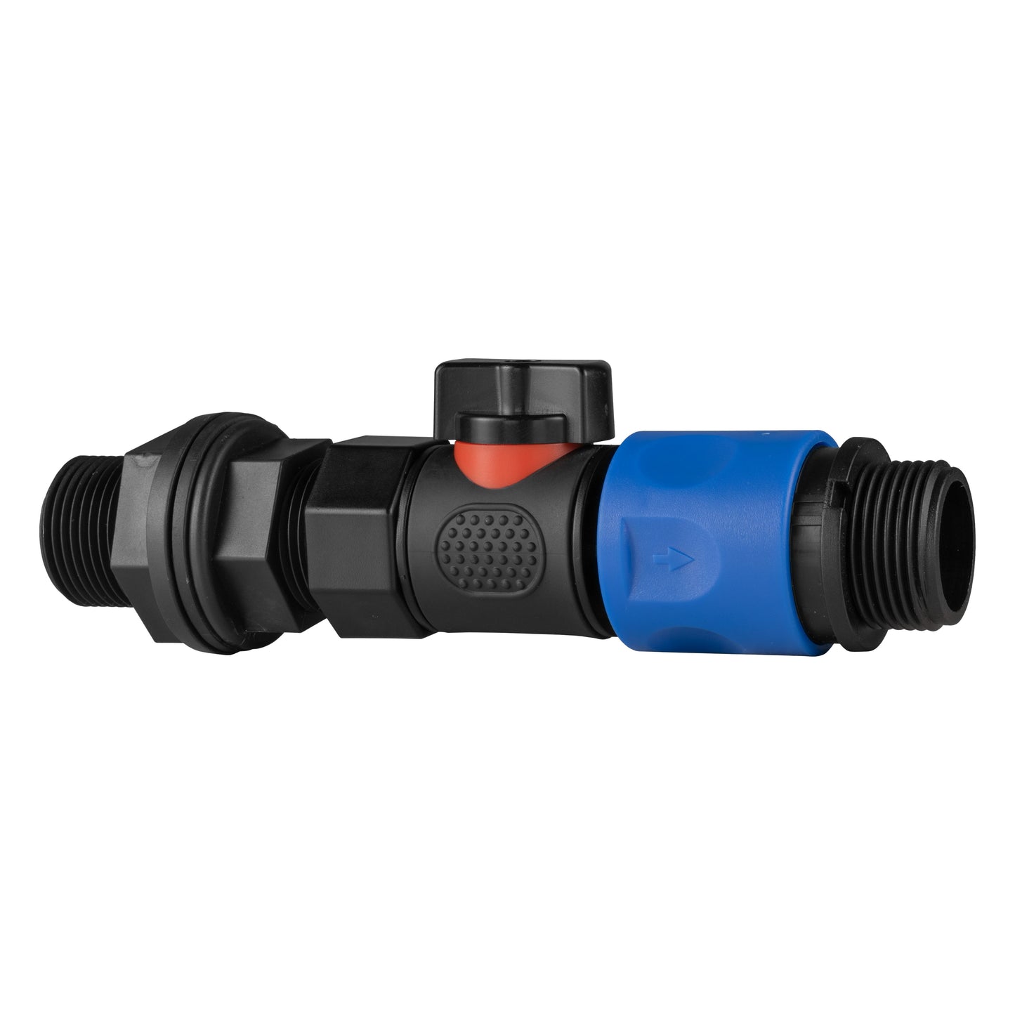 3/4" BSP Schnellkupplungs-Ventil mit rotem Hebel und blauer Schlauchkupplung