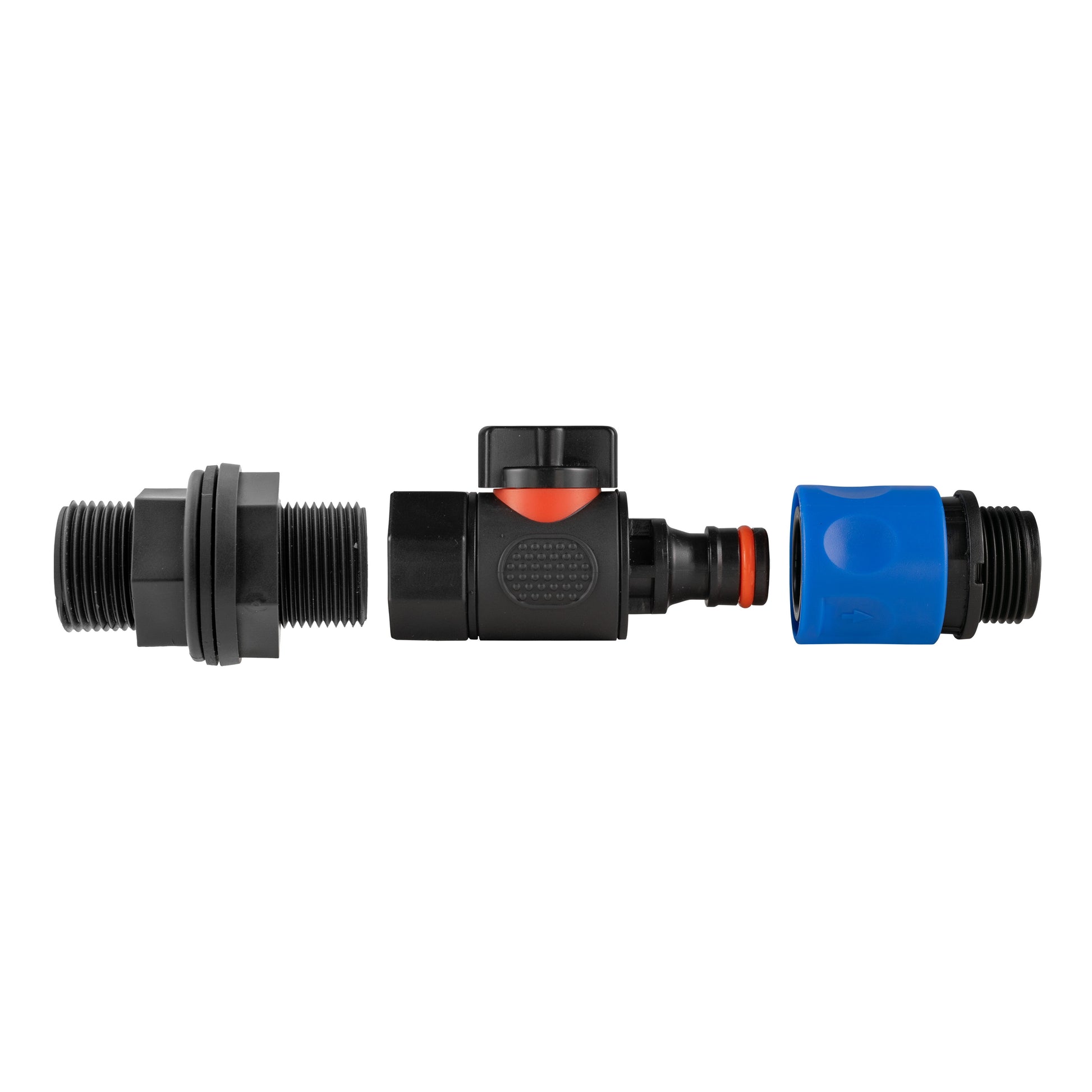 3/4" BSP Wasserfass-Verbinder mit rotem Hebel und blauer Schlauchseite