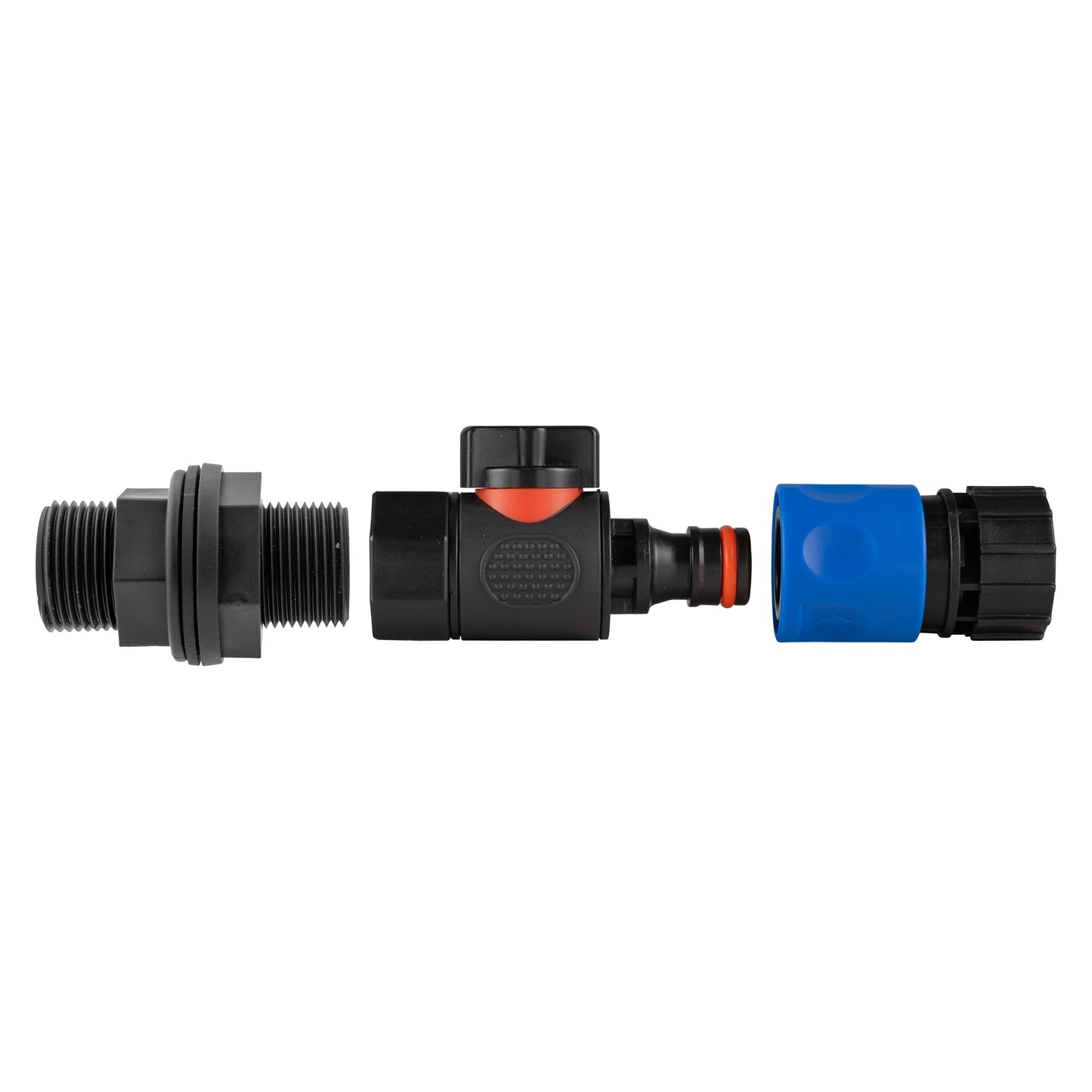 3/4" BSP inlet connector with quick-connect hose end and blue stop ring