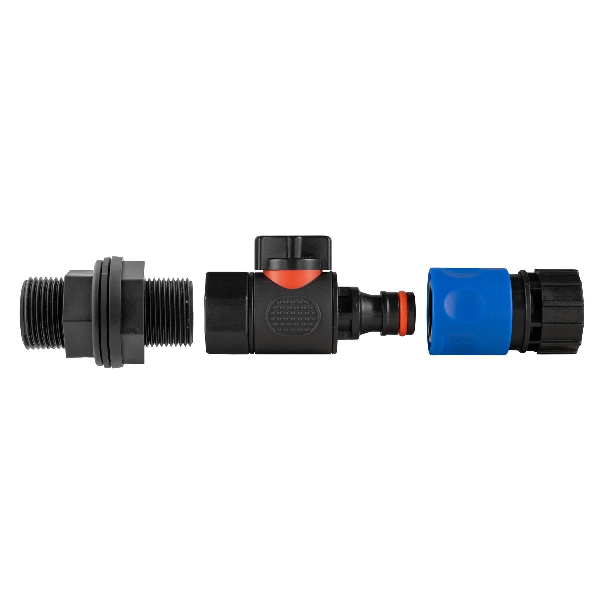 3/4" BSP inlet connector with quick-connect hose end and blue stop ring