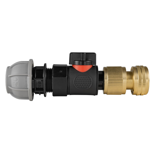 20mm gerader Ventil- und Schlauchverbinder mit Quick-Connect und Messing-Anschluss