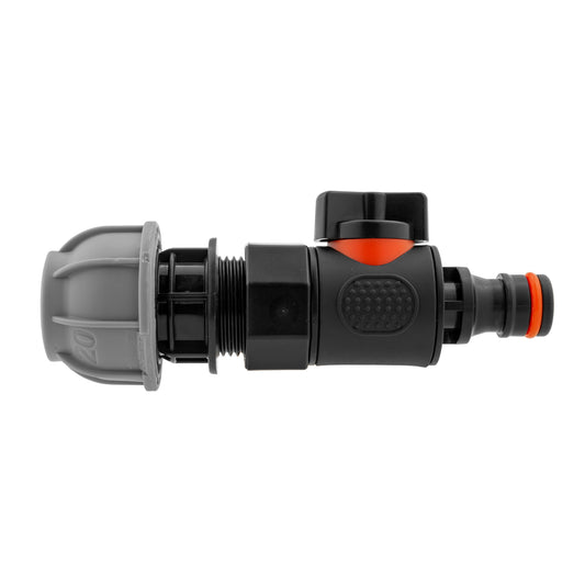 20mm MDPE straight BSPF male quick-connect valve with orange locking ring