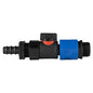 Straight 16mm barbed BSPF quick-connect valve hose connector, blue end and black body