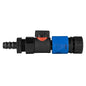 Straight barb valve and hose connector with BSPF quick-connect, blue STOP collar