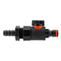 16mm barbed straight male quick-connect valve with BSPF thread, black housing, orange ring