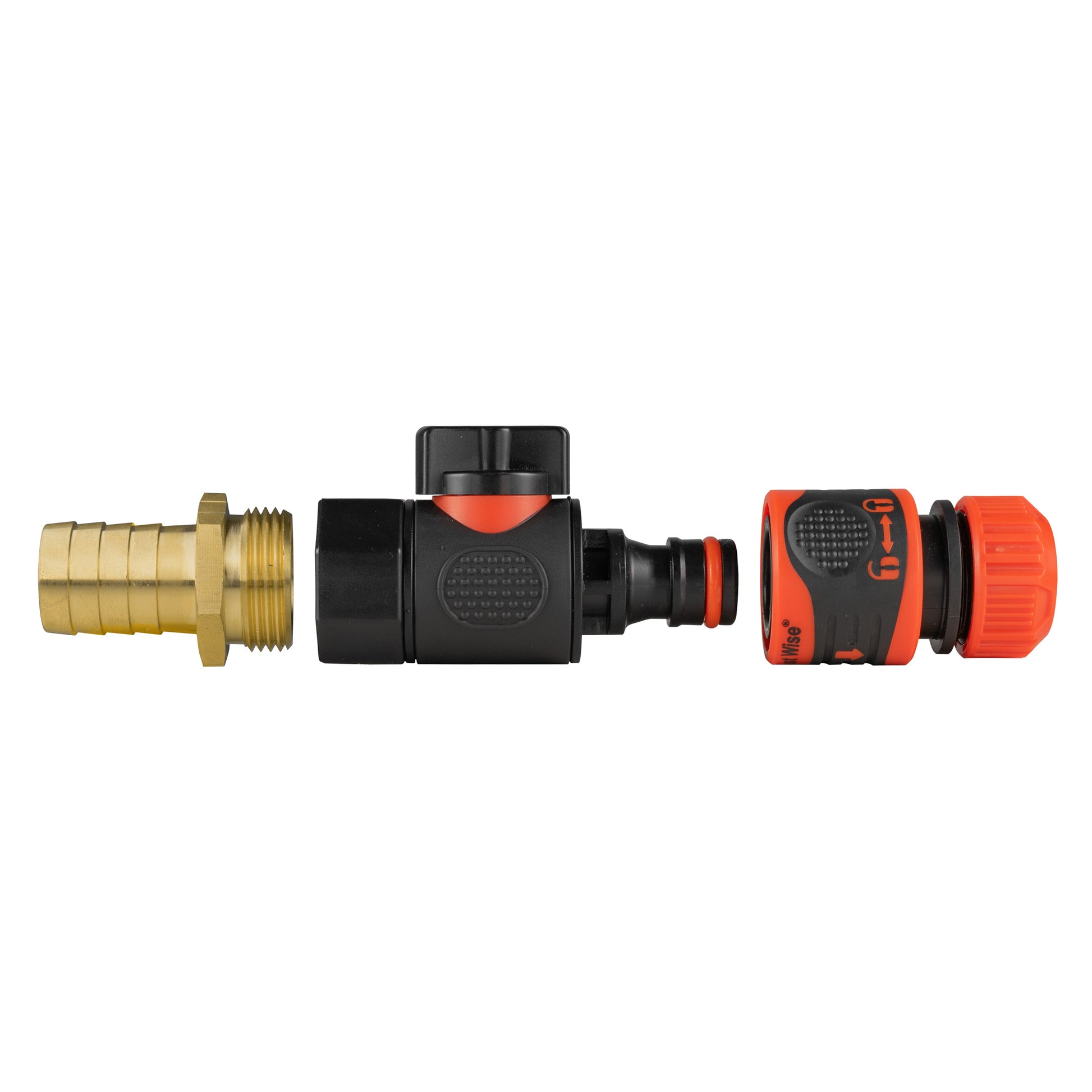 19mm brass barbed quick-connect hose connector with lock slider and orange end cap