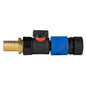 19mm brass barbed hose connector with BSPF quick-connect valve and blue STOP sleeve