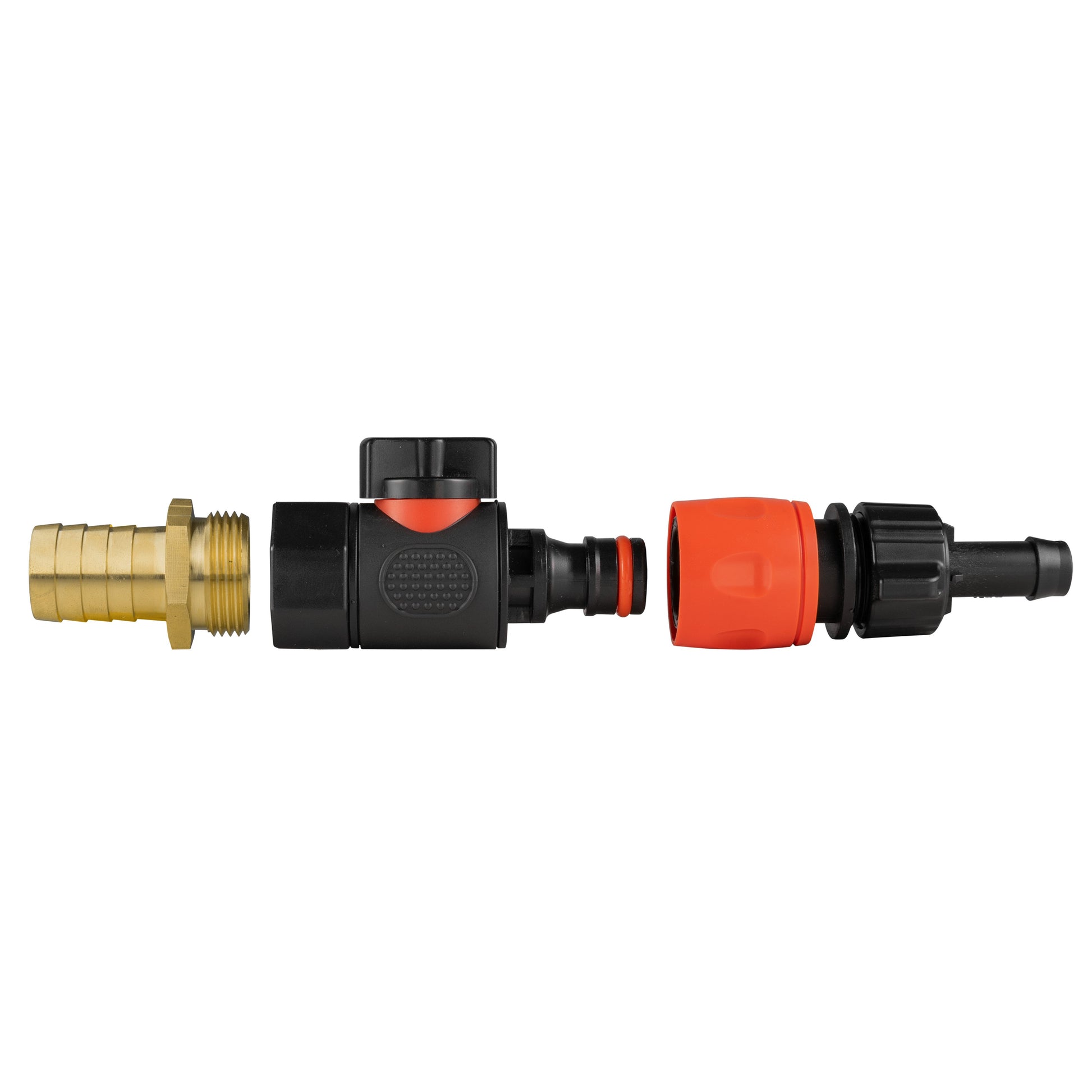 19mm Messing-Barb mit Quick-Connect, Montageansicht beider Anschlüsse