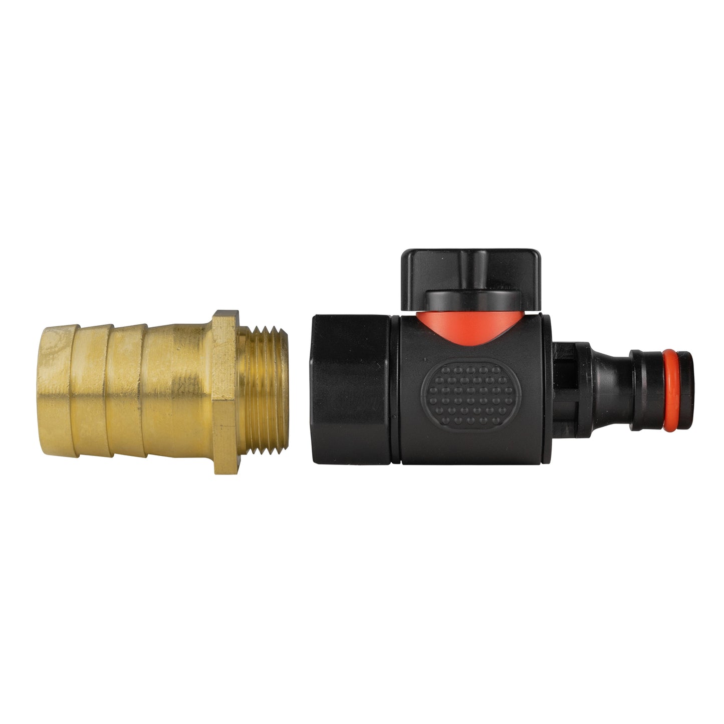Brass threaded end BSPF male quick-connect valve with orange release ring
