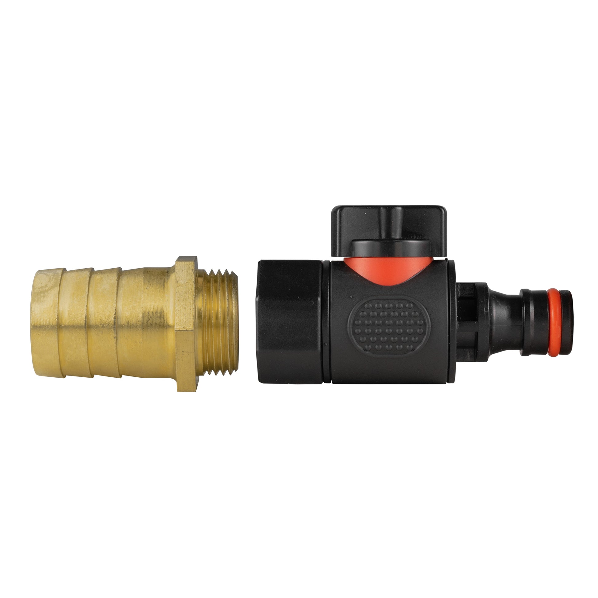 Brass threaded end BSPF male quick-connect valve with orange release ring