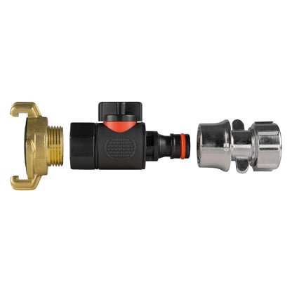 Zinc hose connector with BSPF quick-connect valve, black center and red ring