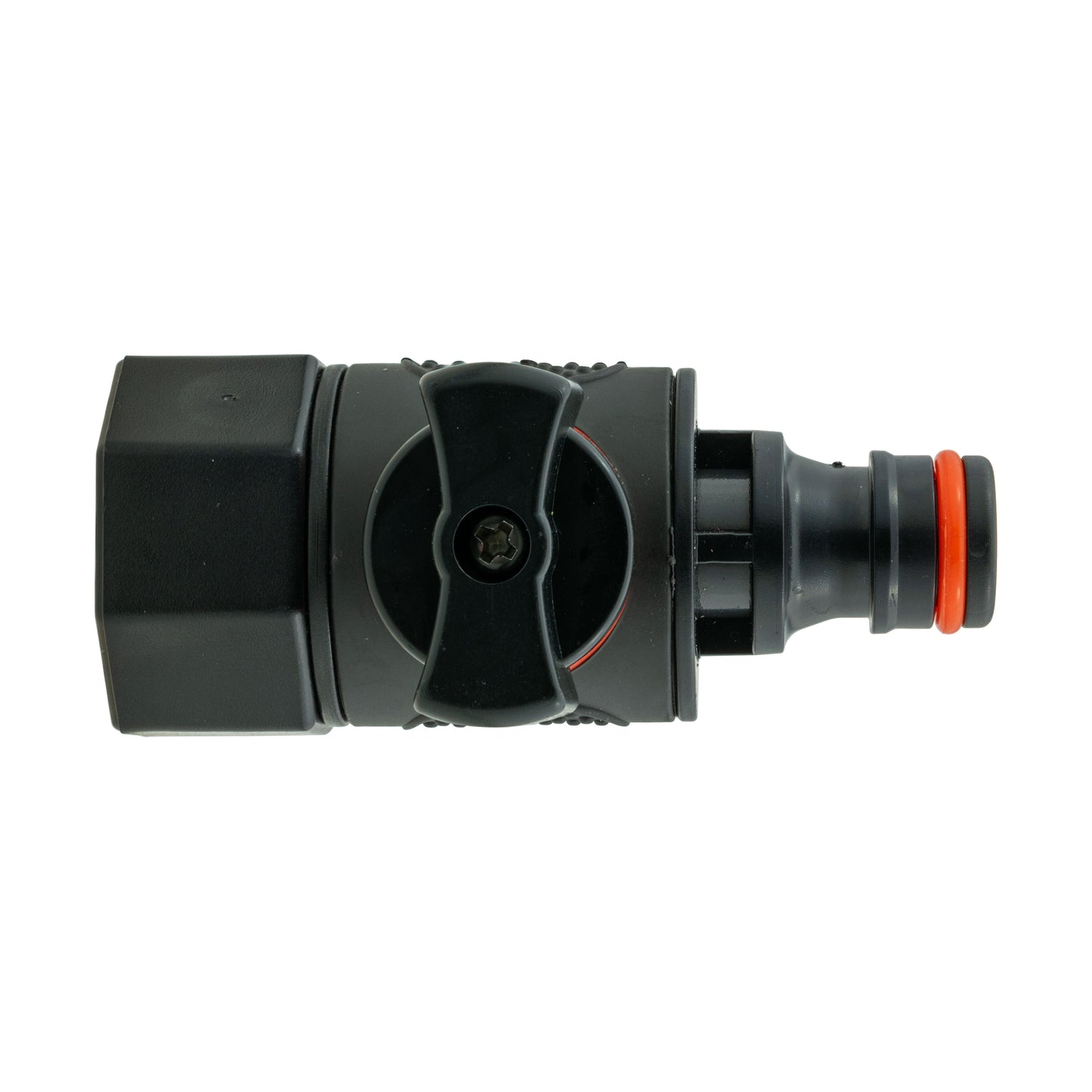 Straight MDPE quick-connect valve to 4mm barb hose connector, BSPF thread—rear port