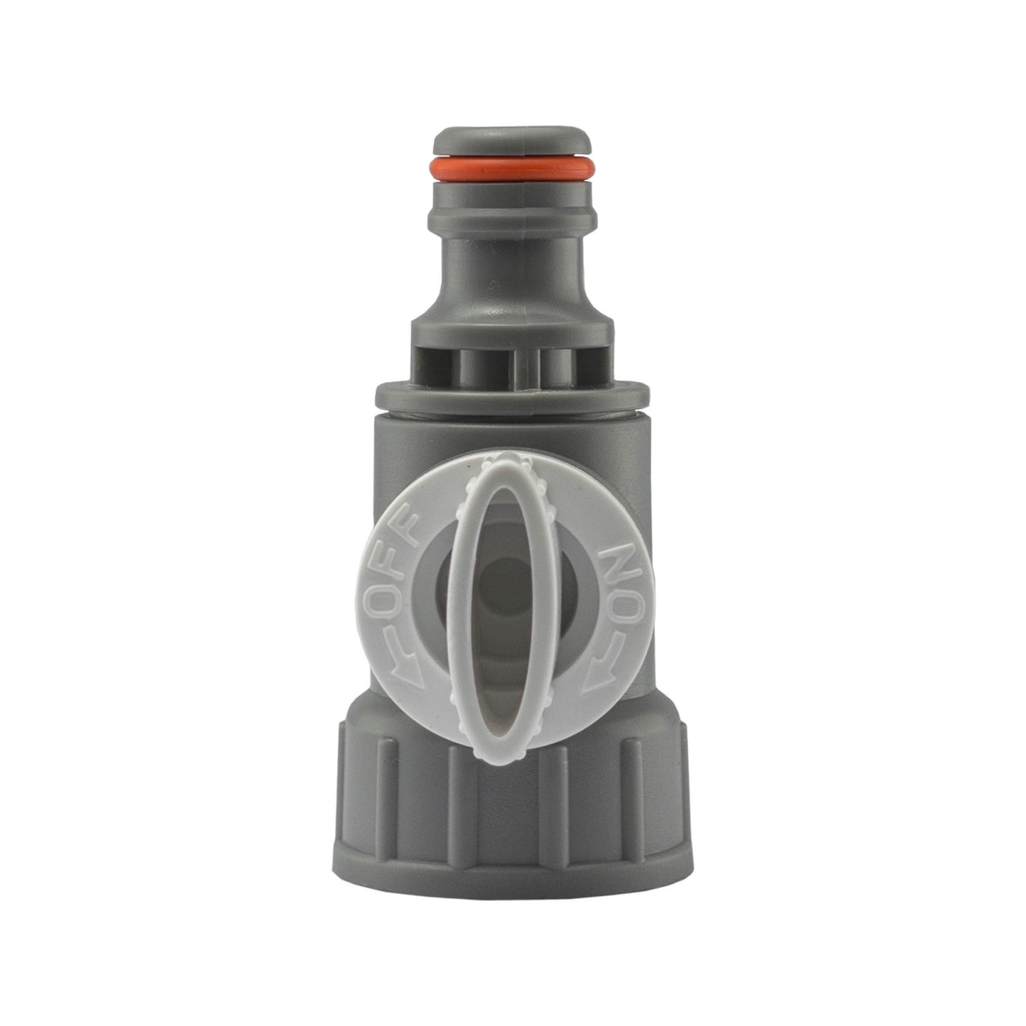 Tap adapter valve top cap with orange seal ring, grey connector body