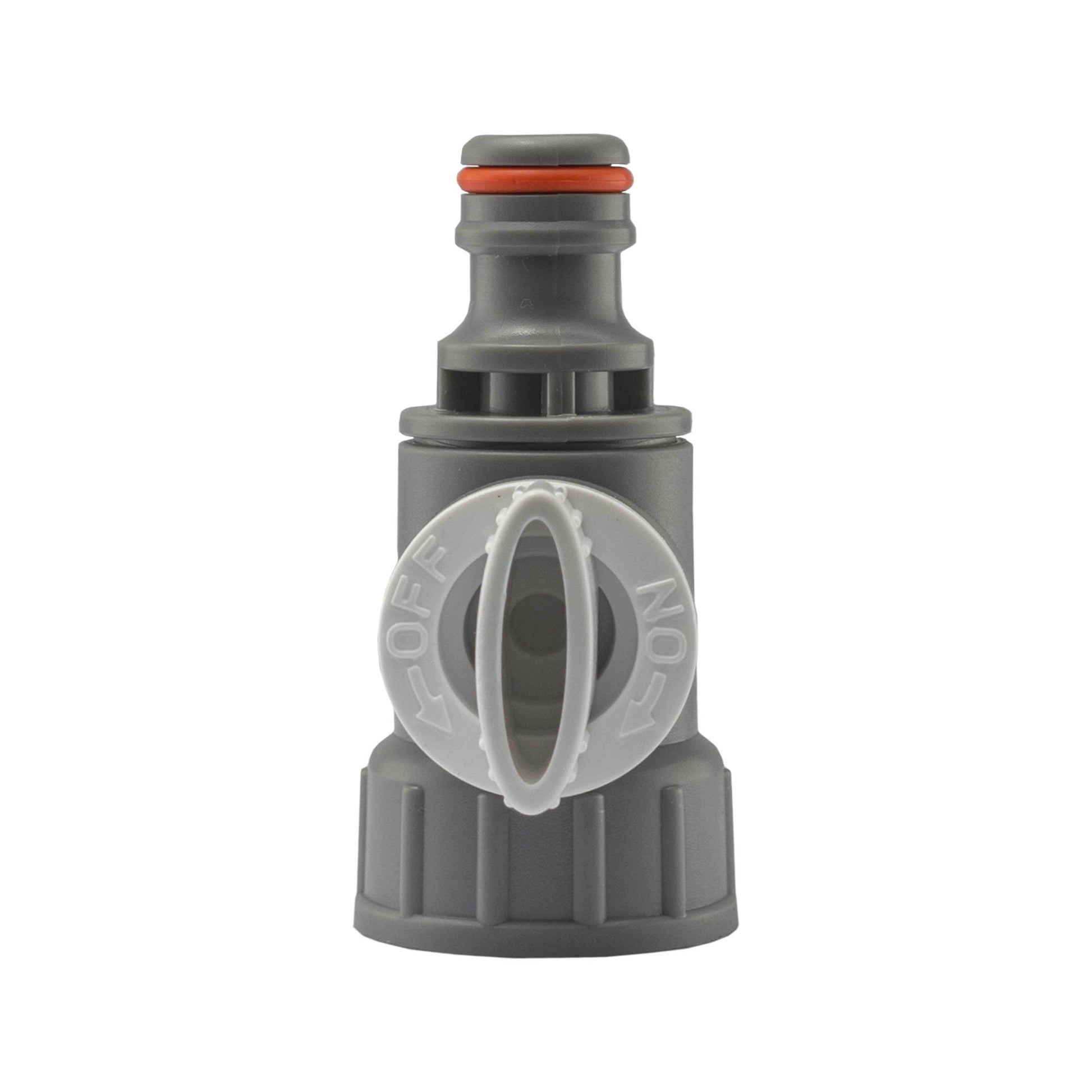 Tap adapter valve top cap with orange seal ring, grey connector body