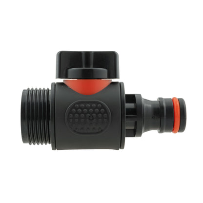 Soft Touch Inline Valve 3/4" BSPM to male, black with orange seal ring