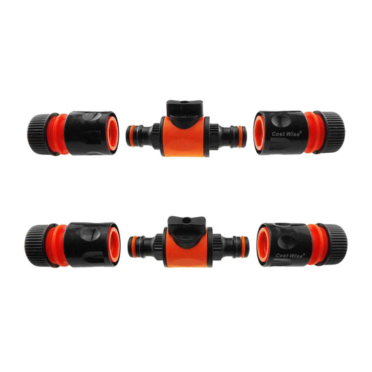 Cost Wise snap-on inline valve kit, black and orange, male-male connectors