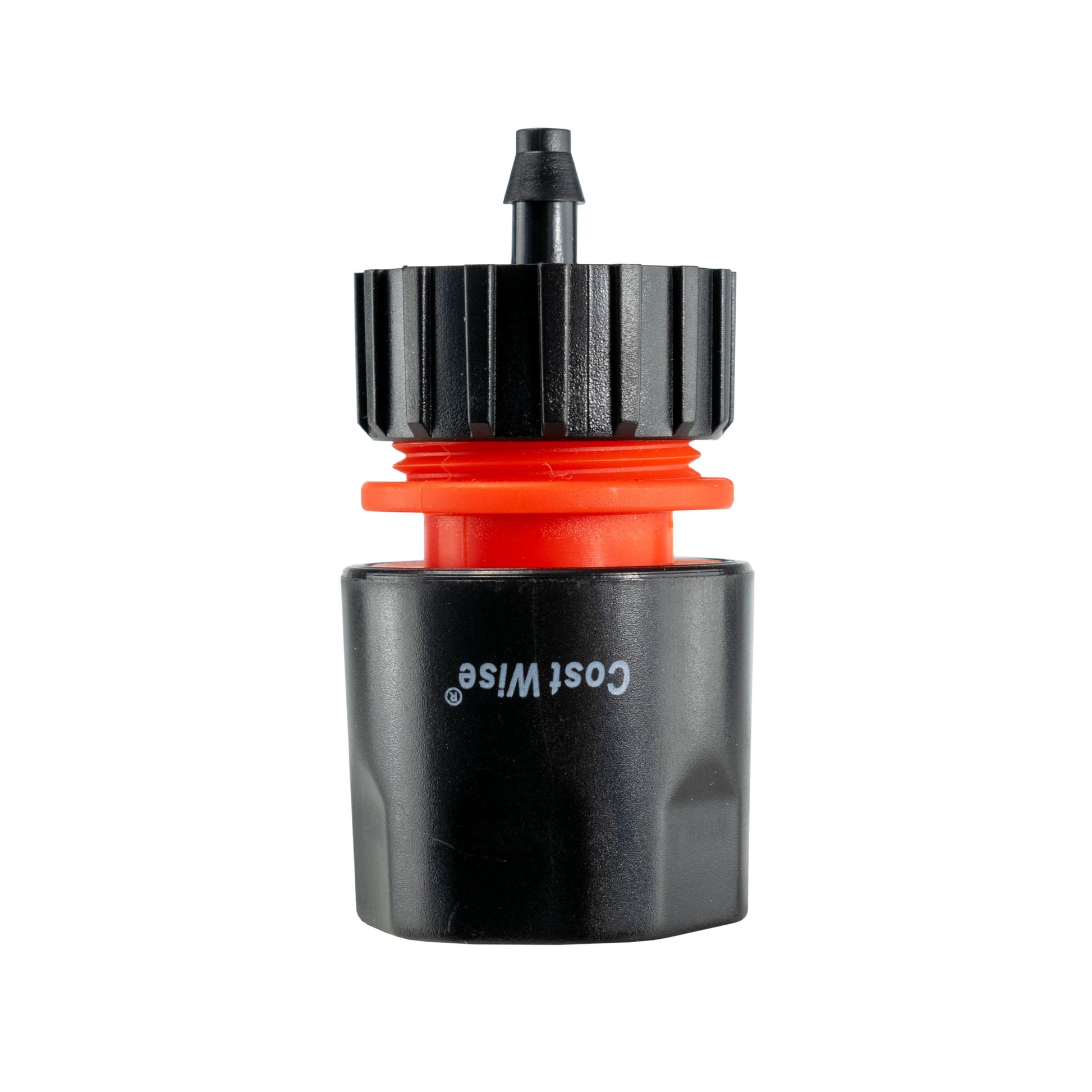 Quick-connect end with orange seal ring and black ridged collar for 20mm MDPE valve
