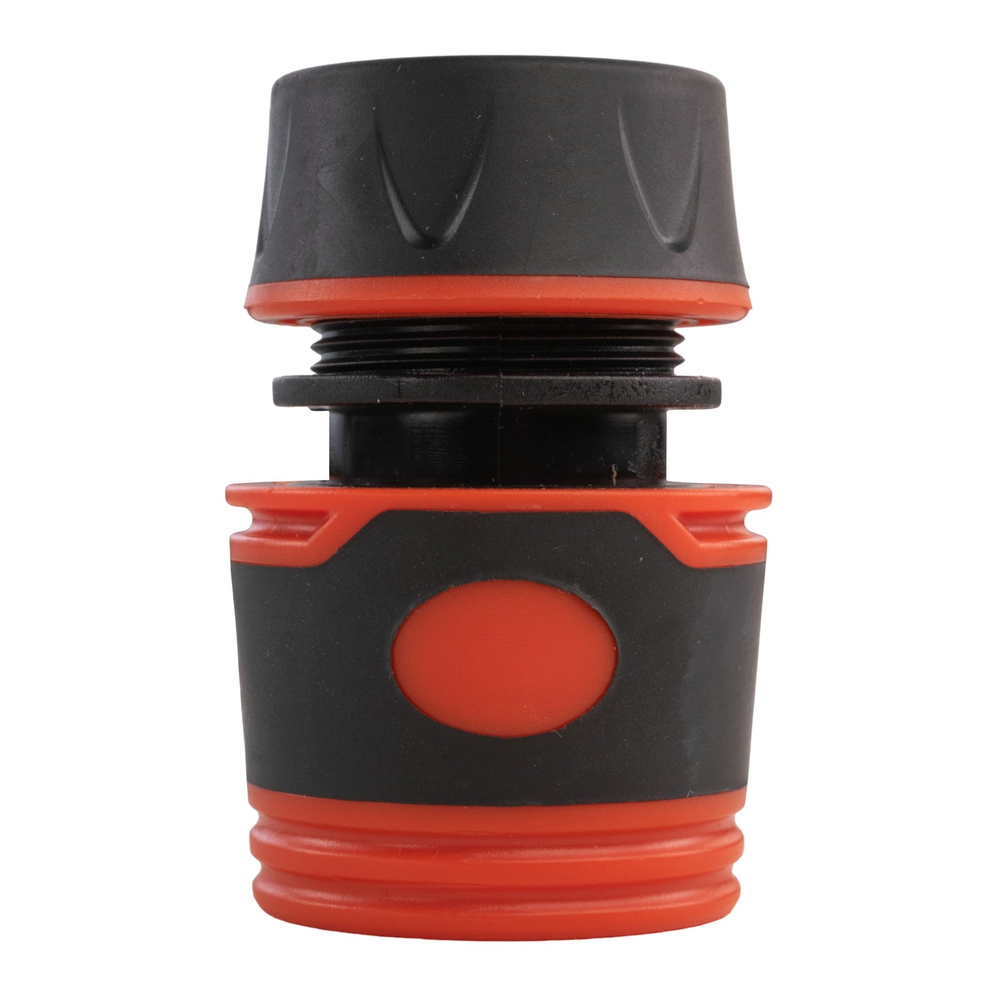 Black BSP quick-connect inlet with orange release panel and orange sealing area