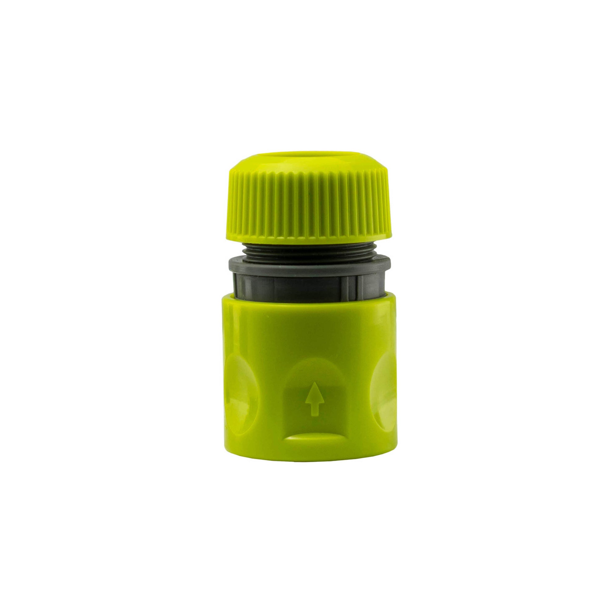 Lime quick adaptor end with ribbed cap and arrow indicator