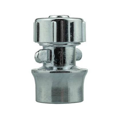 Chrome quick-connector fitting with collar ring and base coupling sleeve