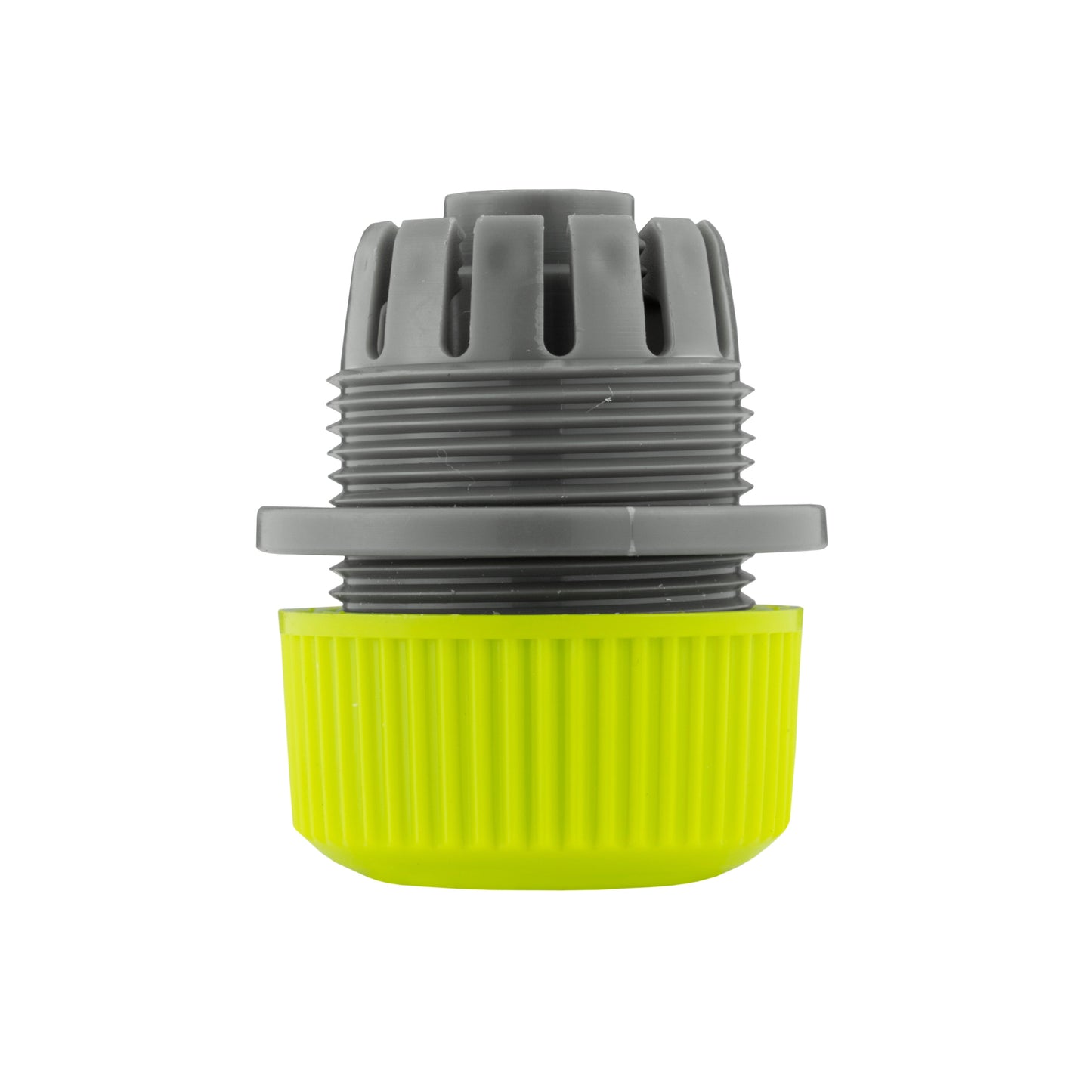 Hose Mender 1/2" Lime coupler with gray threaded insert and lime ribbed housing