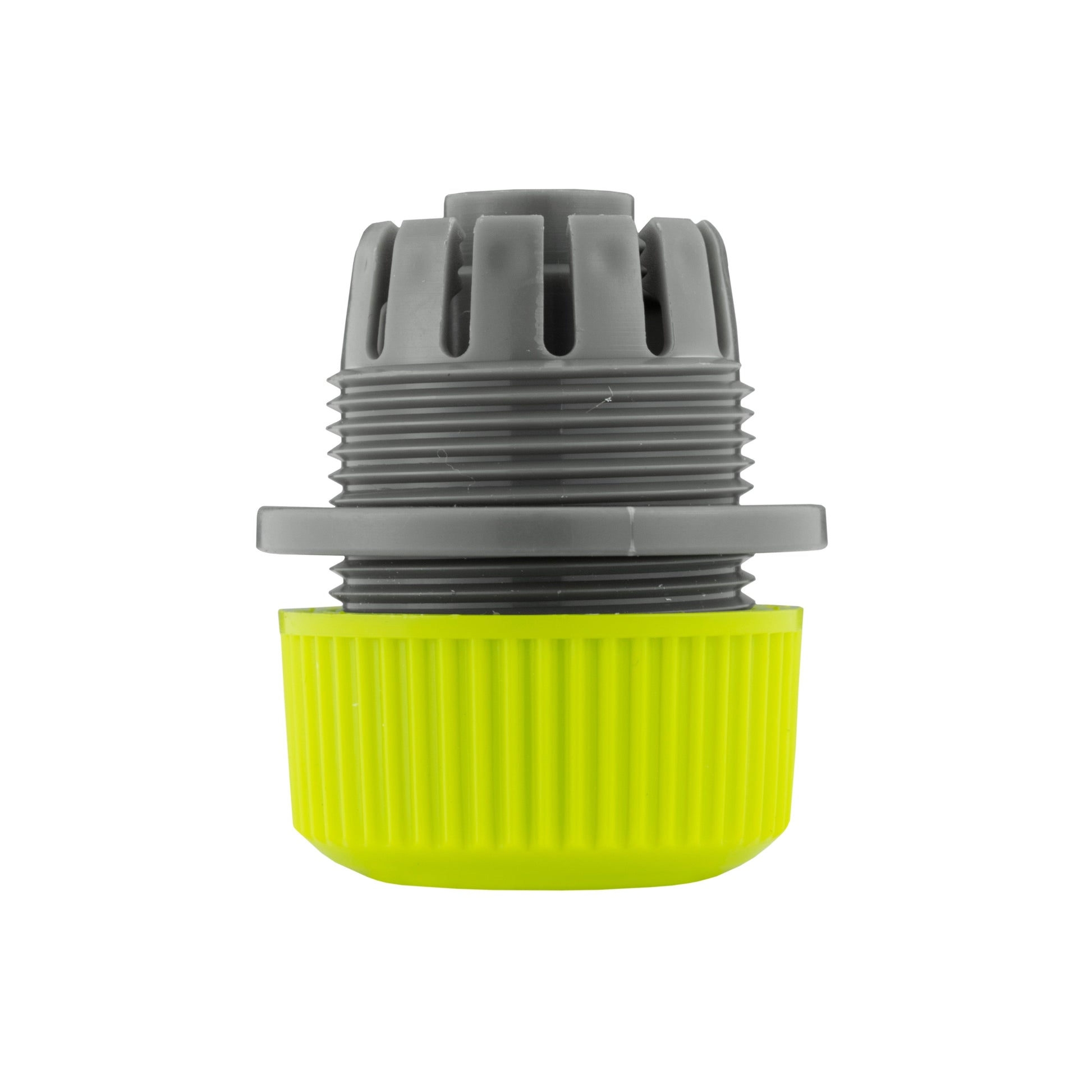 Hose Mender 1/2" Lime coupler with gray threaded insert and lime ribbed housing