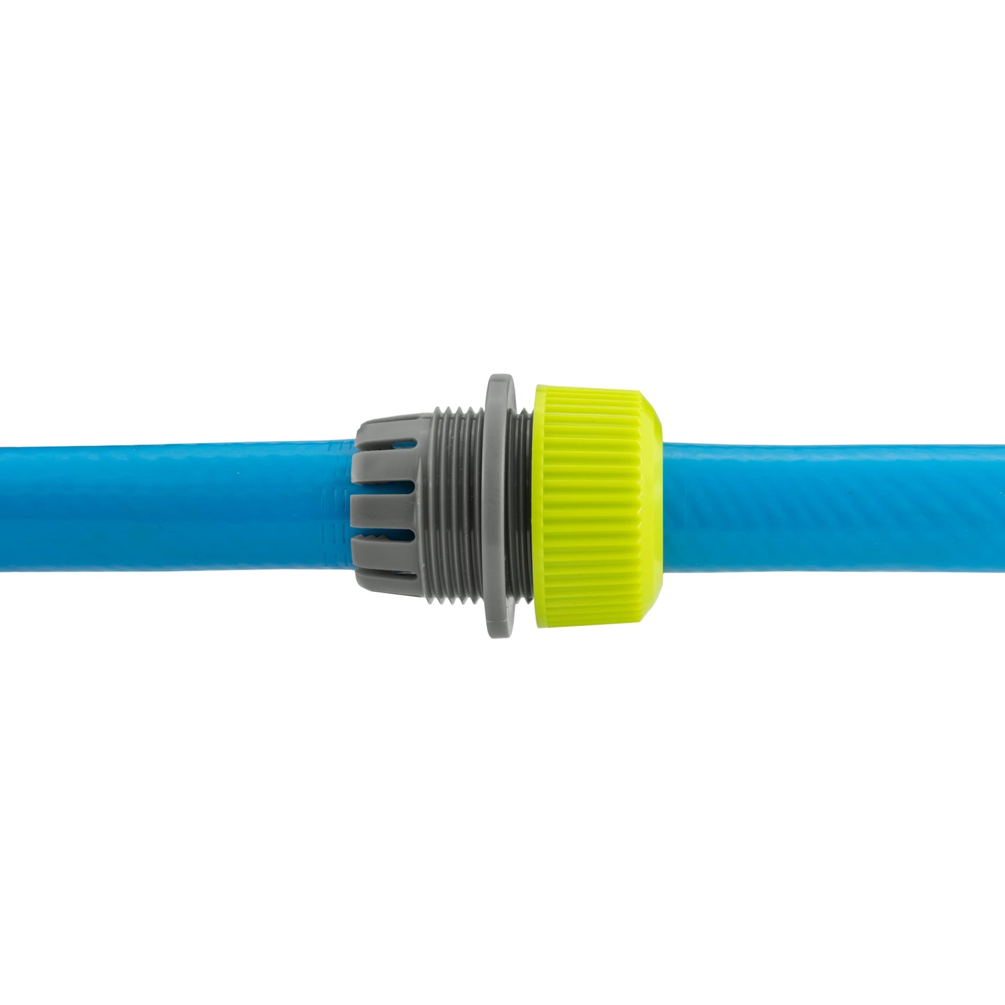 Hose Mender 1/2" Lime mounted: lime ribbed connector ends with gray center fitting