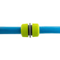 Hose Mender 1/2" Lime connector with ribbed lime caps and dark center ring