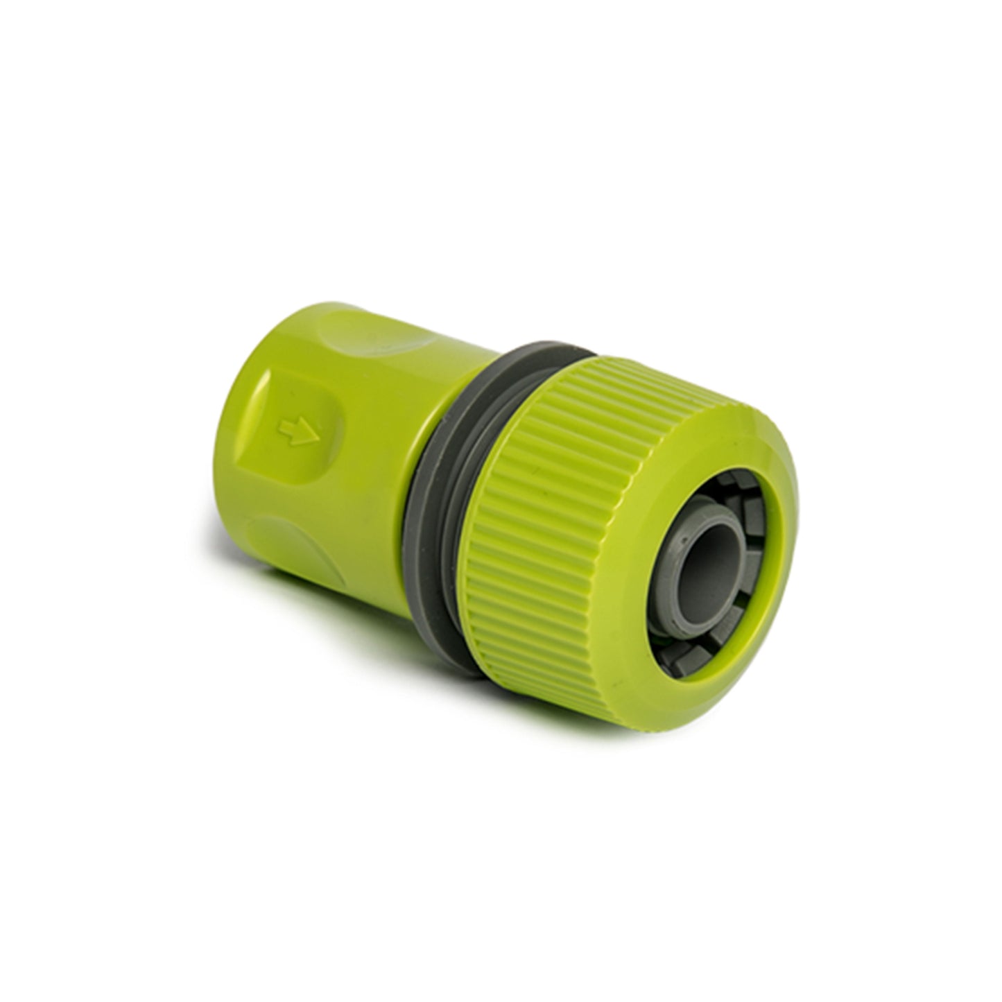 Lime female hose connector 3/4" with ribbed grip and black O-ring seal