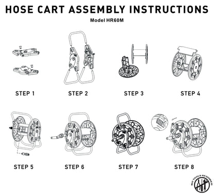 Hose cart assembly instructions diagram for Model HR60M with reel unit