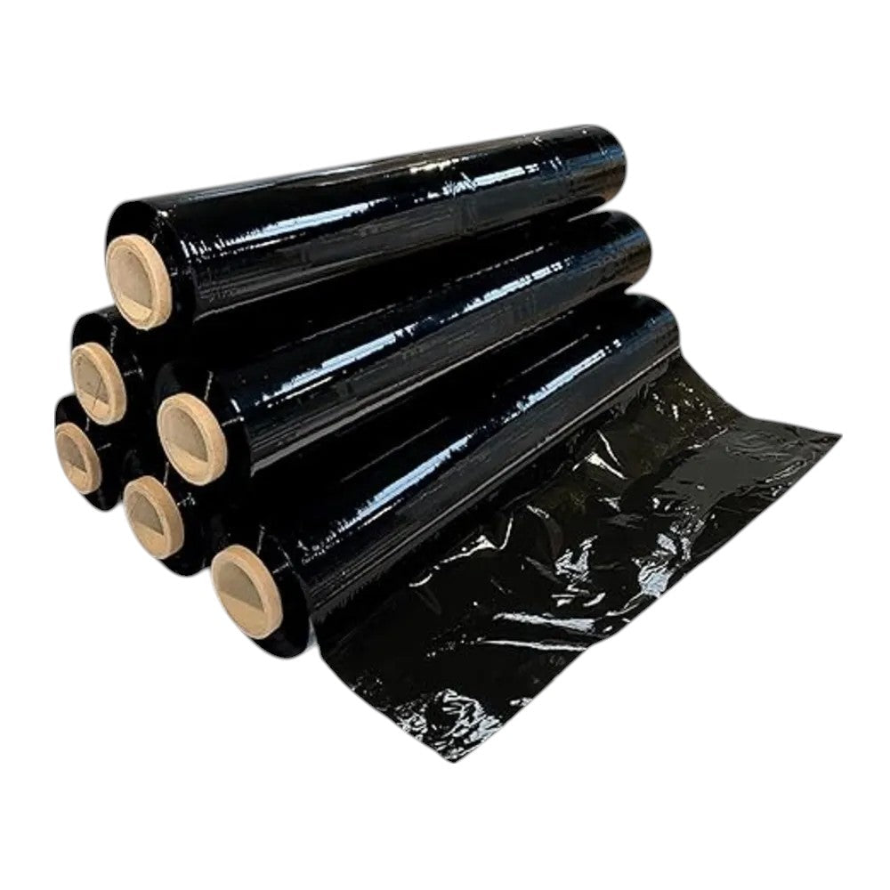 500mm black shrink rolls, 23mu plastic film on cores