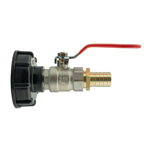 IBC 2” cap with lever valve and 19mm brass barb fitting