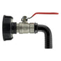 2” IBC cap, S60X6 lever valve with 20mm barbed elbow; black plastic and steel