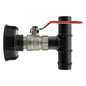 IBC 2” S60X6 cap with lever valve and 25mm barbed tee, red handle and black fittings