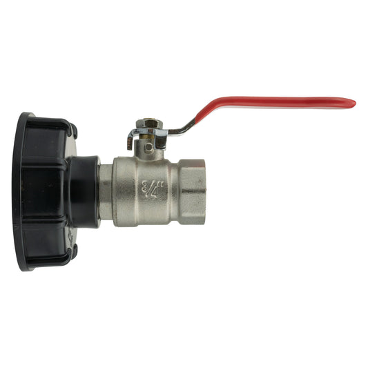 IBC cap 2 inch S60X6 mit ¾" BSPM-F Hebelventil, schwarzer Deckel