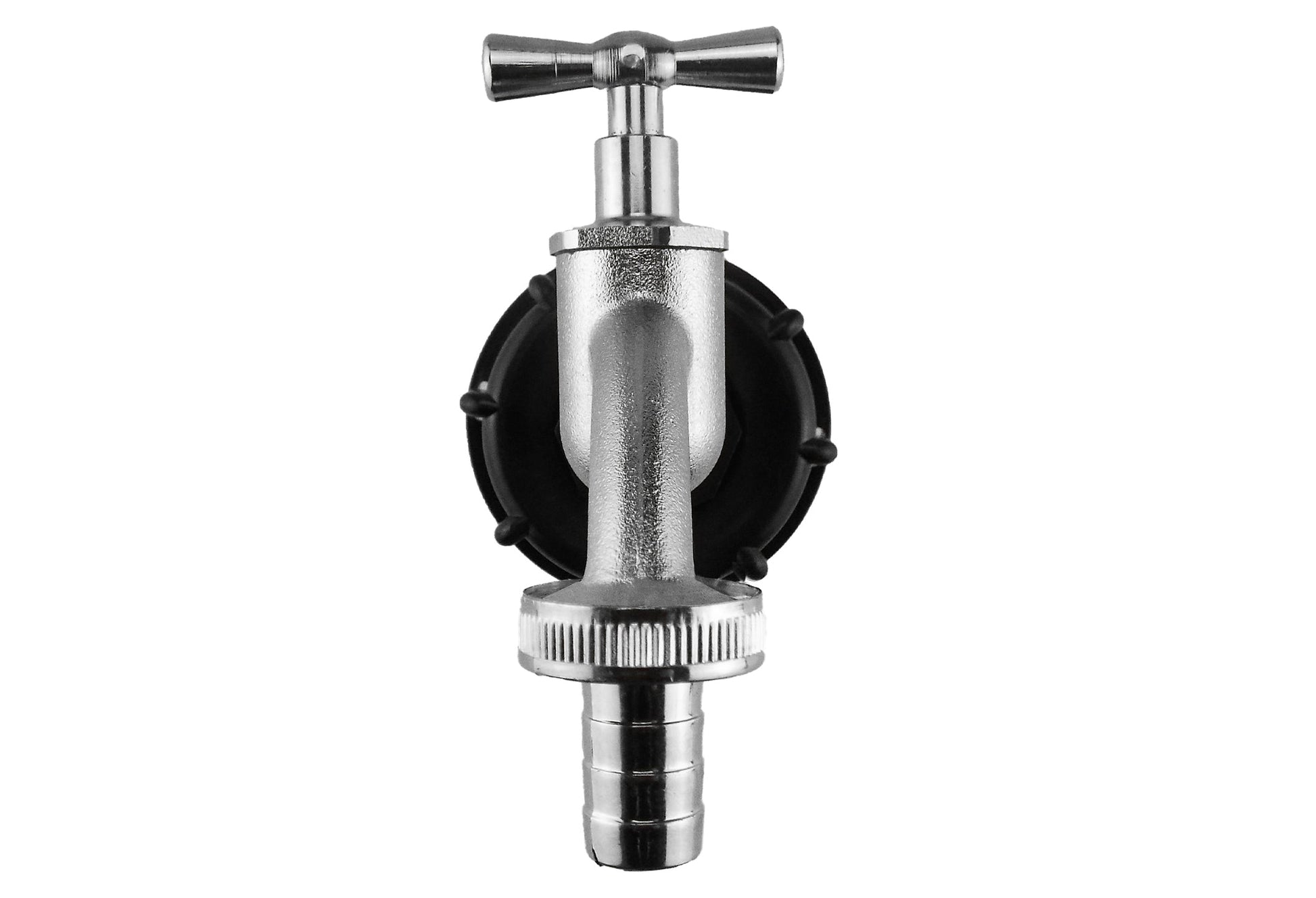 IBC S60X6 cap with tap spout and 3/4" barb fitting, includes black gasket