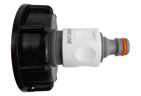 IBC cap with S60X6 spout and 3/4" BSP threaded hose connector, double male WL