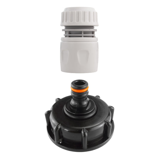 IBC 2” S60X6 cap: white male quick-connect outlet with ribbed collar