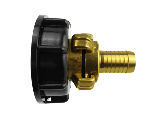 IBC 2in S60X6 cap with brass Geka Type F fitting, 13mm barb outlet
