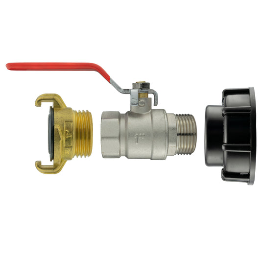 IBC 2 in cap with lever valve and BSPM-F fitting; black coupler outlet