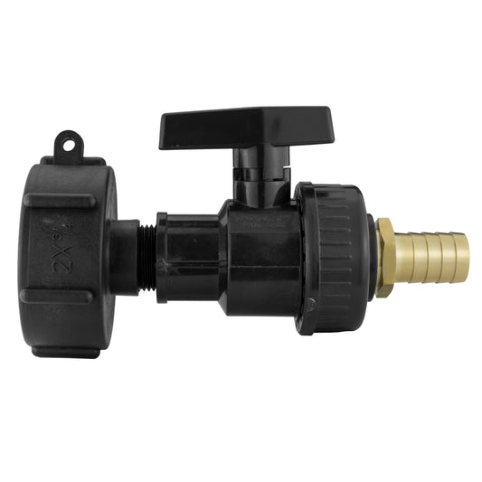 IBC cap S60X6 con gran válvula de plástico y conexión 19mm latón
