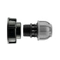 IBC 2” S60X6 cap with 40mm MDPE straight connector, black/grey plastic