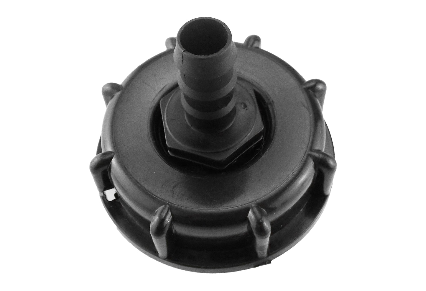 IBC 2-inch cap underside with locking prongs and central spout opening
