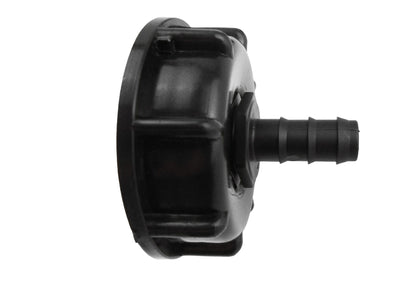 IBC 2" S60x6 cap with straight 16mm barb, side profile