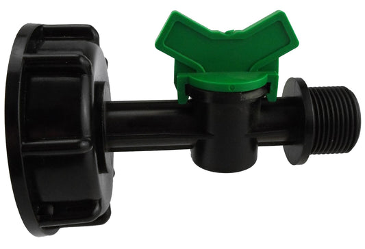IBC 2" cap irrigation valve with ¾" BSP male threaded outlet